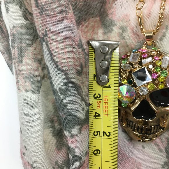 Gold Tone Skull Skeleton Necklace - Unisex Drawer5 & 4 - Picture 4 of 6